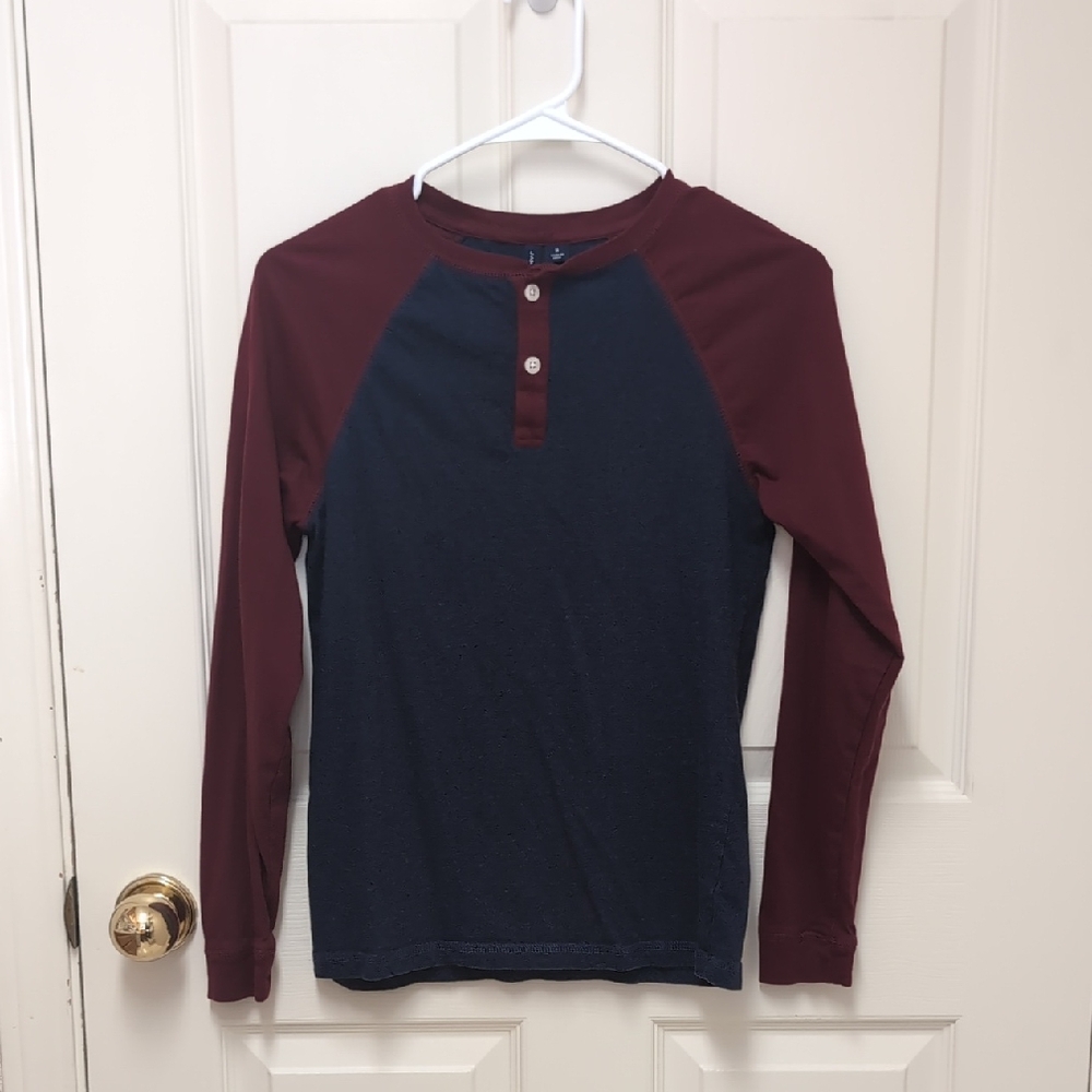 Janie and Jack Long Sleeve Shirt in Navy and Maroon